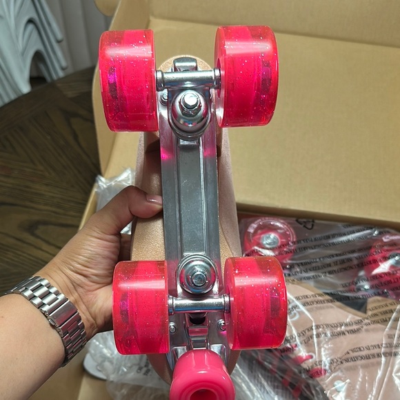 Suede Roller Skates with Pink Accents - Picture 5 of 9